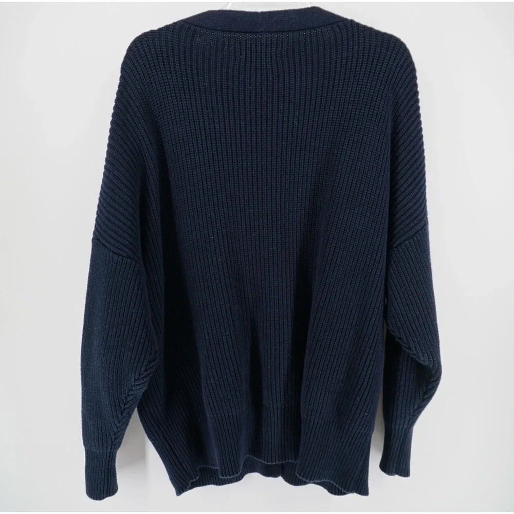 Outerknown Navy Blue Organic Cotton Baby Alpaca Ribbed Cardigan Sweater XS/S